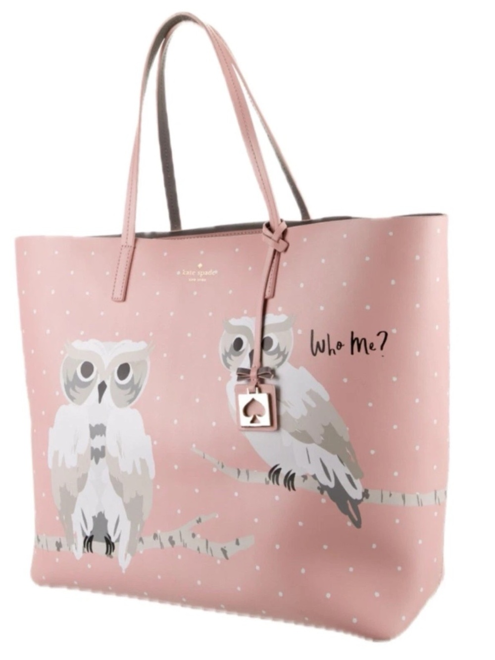 Retired Kate Spade New York “Who Me?” owl tote with Care Card. - Picture 10 of 12